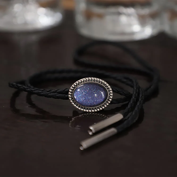 Glitter Purple Gem Retro Metal Bolo Ties - Image 2