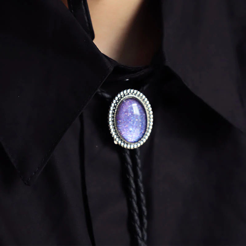 Glitter Purple Gem Retro Metal Bolo Ties - Image 4