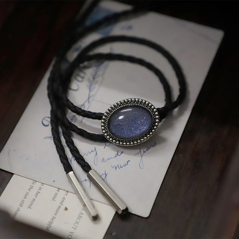 Glitter Purple Gem Retro Metal Bolo Ties - Image 5