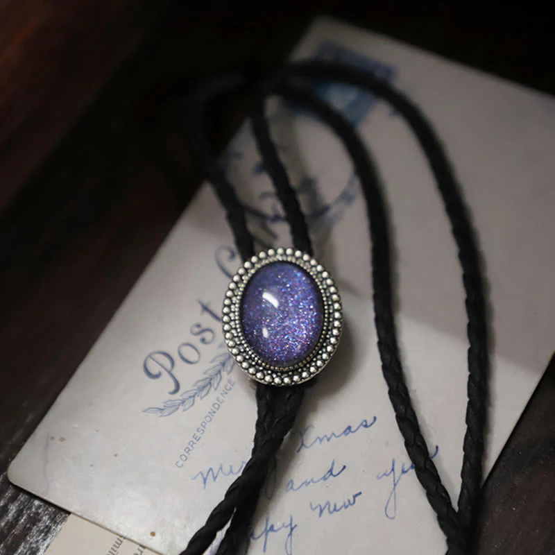 Glitter Purple Gem Retro Metal Bolo Ties - Image 8