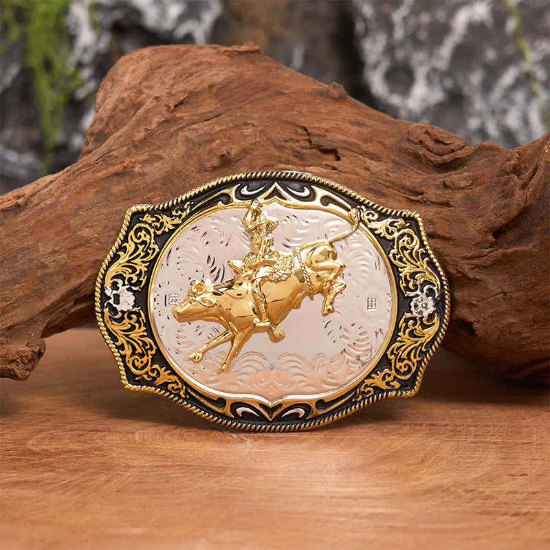 Gold & Black DIY Western Horse Riding Knight Cowboy Buckle Leather Belt