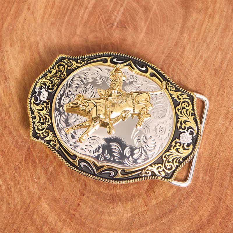 Gold & Black DIY Western Horse Riding Knight Cowboy Buckle Leather Belt - Image 3