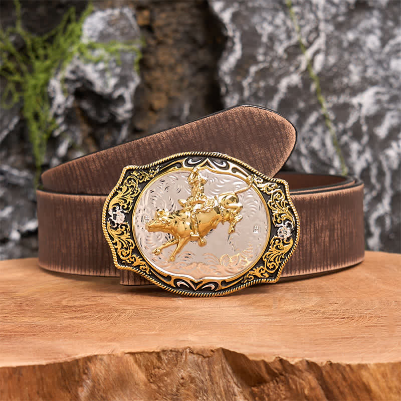 Gold & Black DIY Western Horse Riding Knight Cowboy Buckle Leather Belt - Image 6