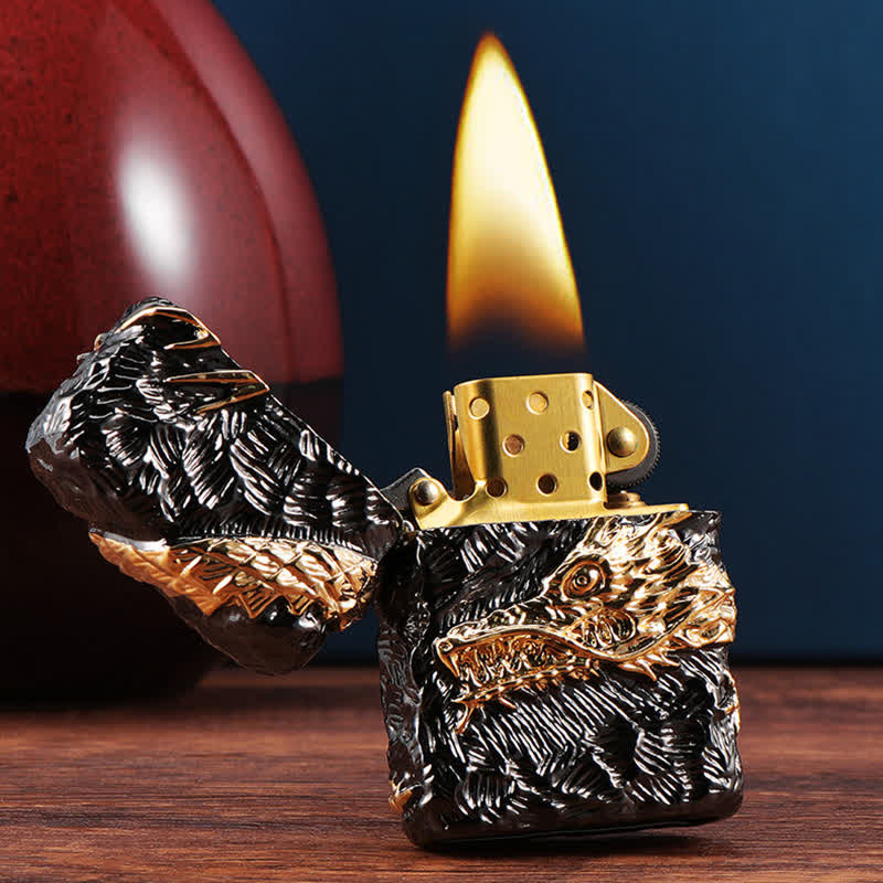 Gold & Black Dragon Tonardo Refillable Kerosene Lighter