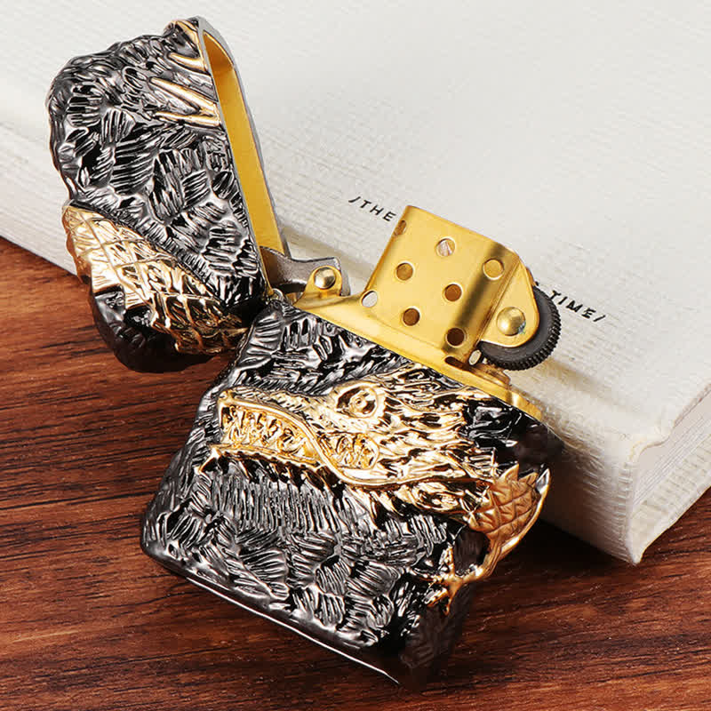 Gold & Black Dragon Tonardo Refillable Kerosene Lighter - Image 10