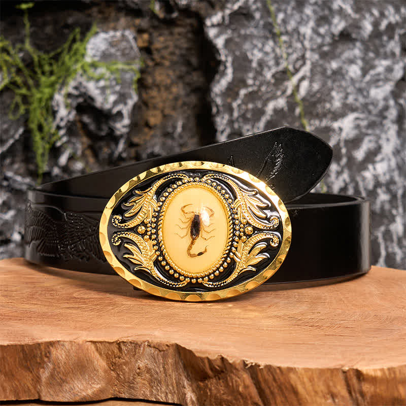 Gold DIY Decorative Scorpion Buckle Leather Belt - Image 3