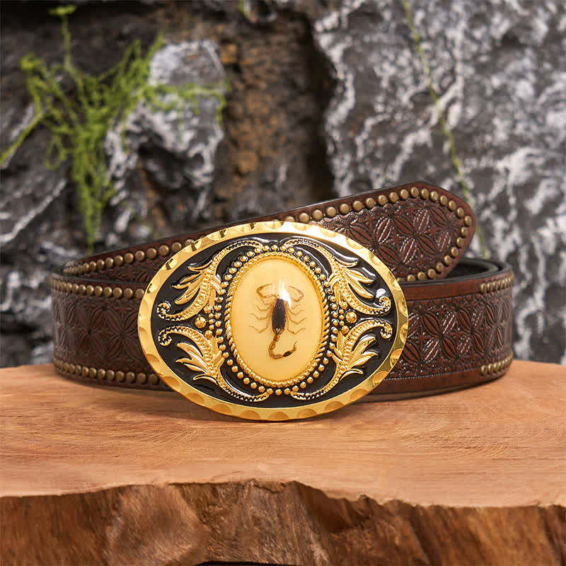 Gold DIY Decorative Scorpion Buckle Leather Belt - Image 5