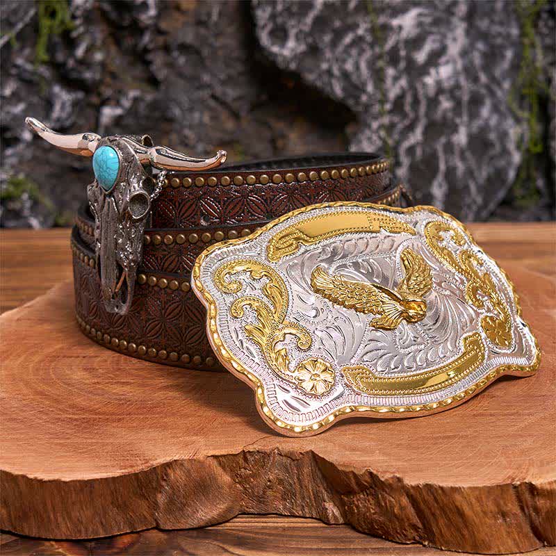 Gold Eagle DIY Belt Buckle Turquoise Longhorn Bull Pendant Bundle Set - Image 5