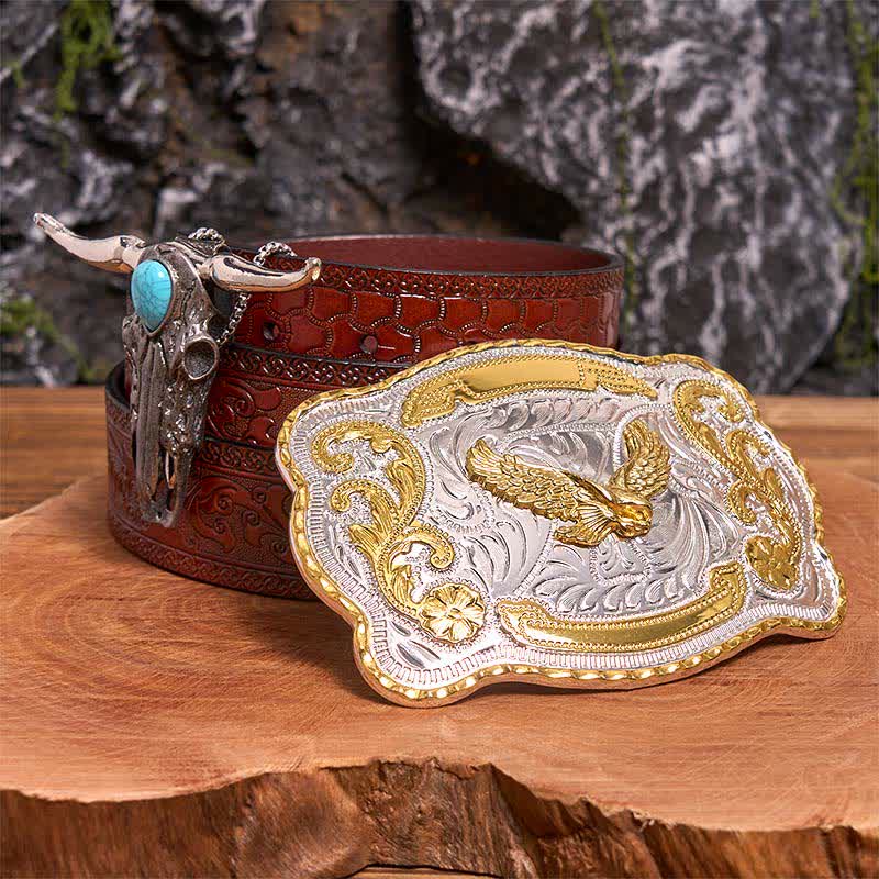 Gold Eagle DIY Belt Buckle Turquoise Longhorn Bull Pendant Bundle Set - Image 7
