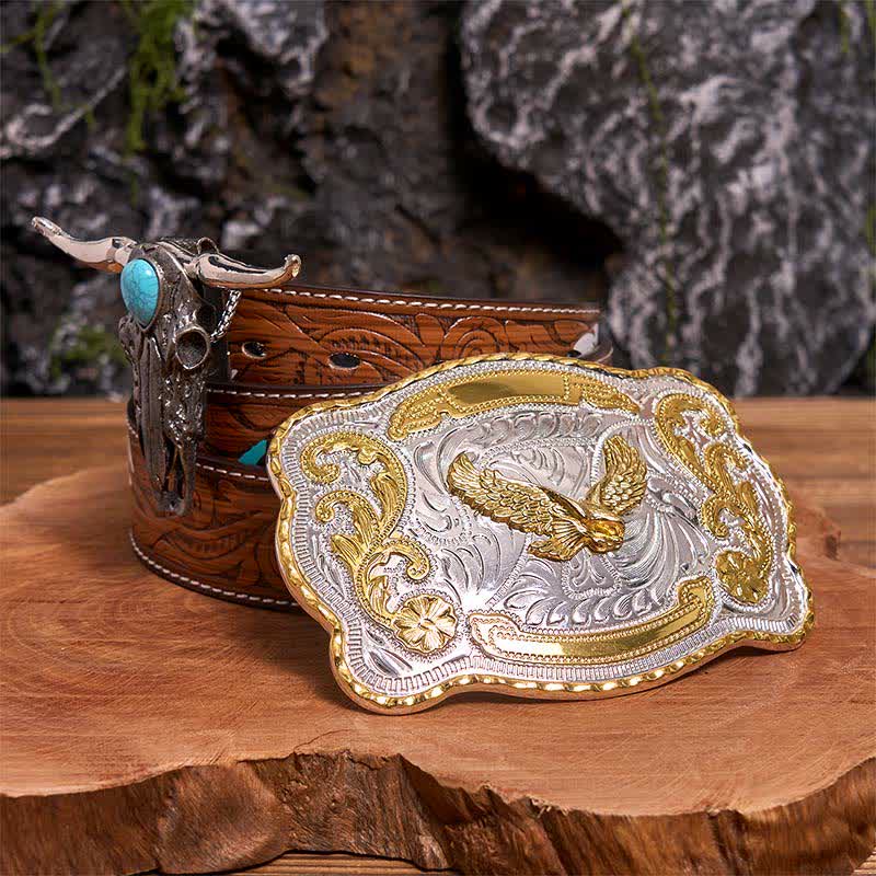 Gold Eagle DIY Belt Buckle Turquoise Longhorn Bull Pendant Bundle Set - Image 8