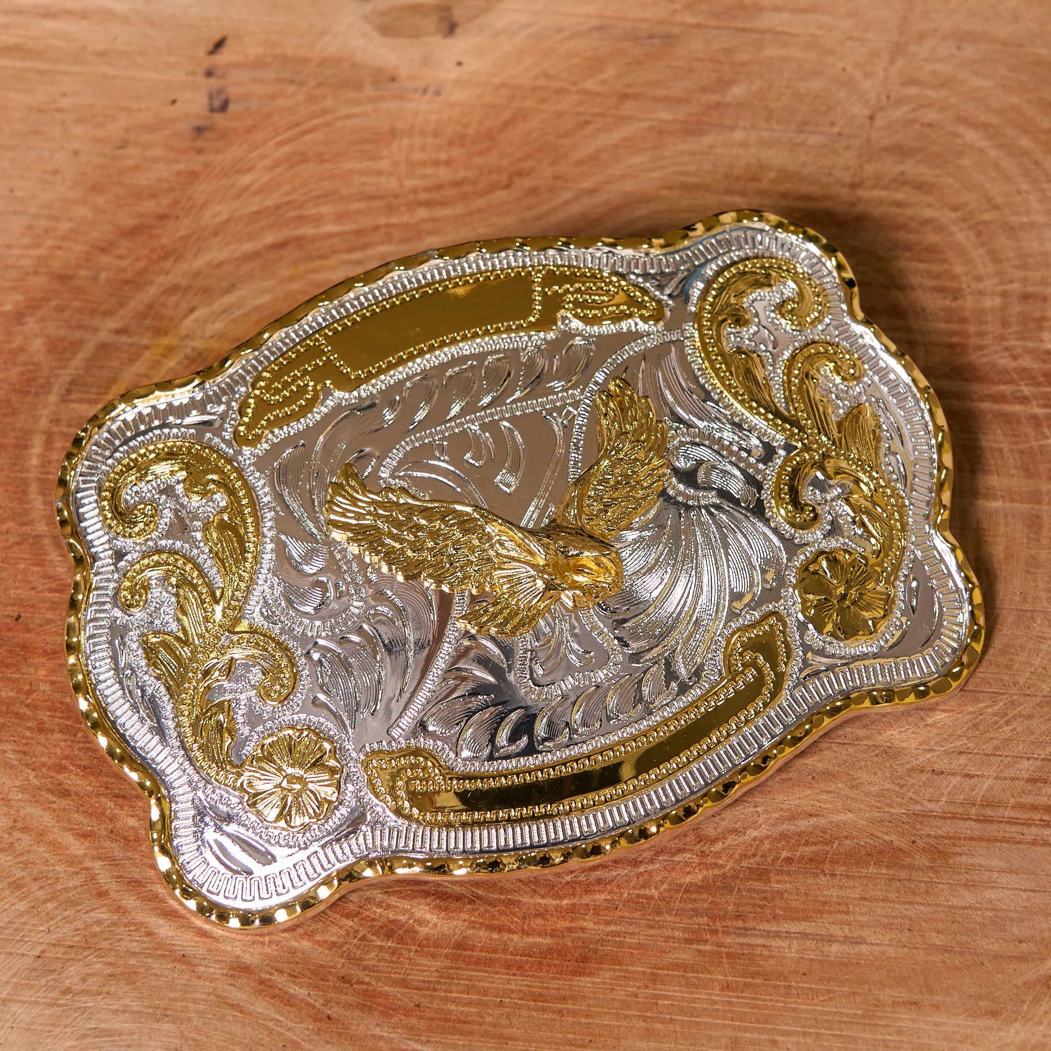 Gold Flying Eagle DIY Western Cowboy Buckle Leather Belt - Image 2