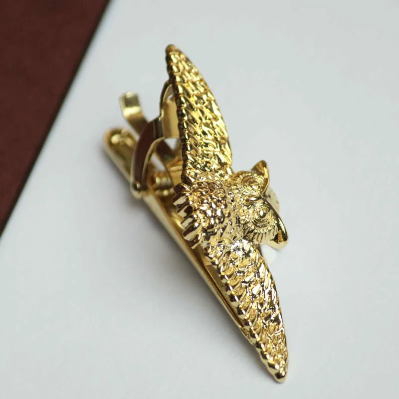 Gold Flying Owl Tie Bar For Men's Wear - Image 7