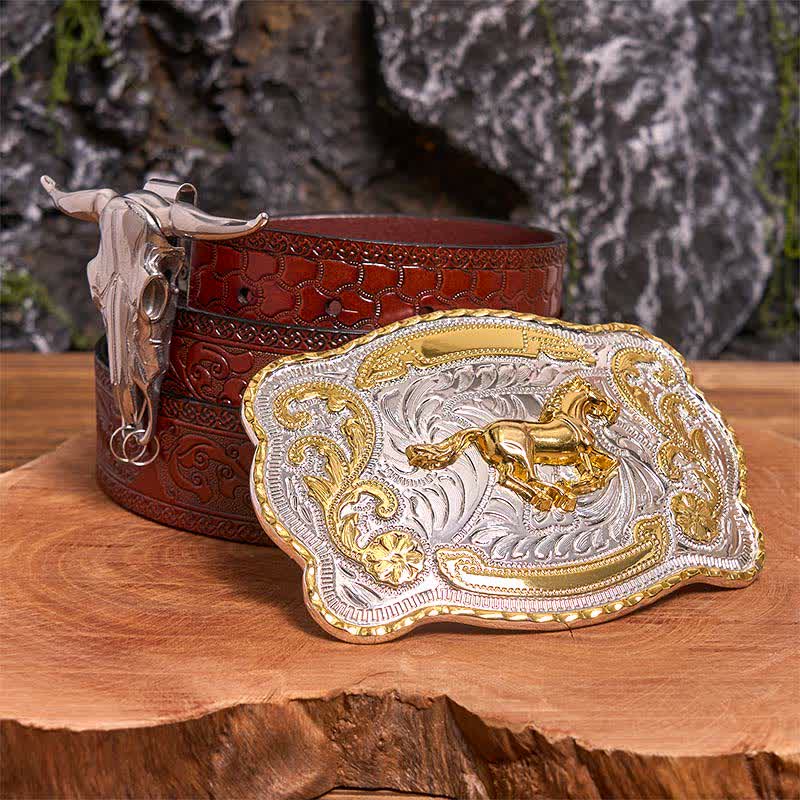 Gold Horse DIY Belt Buckle Longhorn Bull Pendant Bundle Set - Image 8