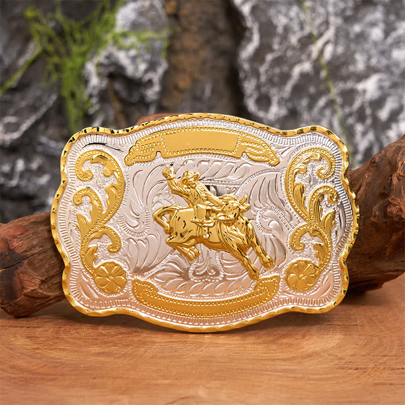 Gold Horseback Riding DIY Western Cowboy Buckle Leather Belt