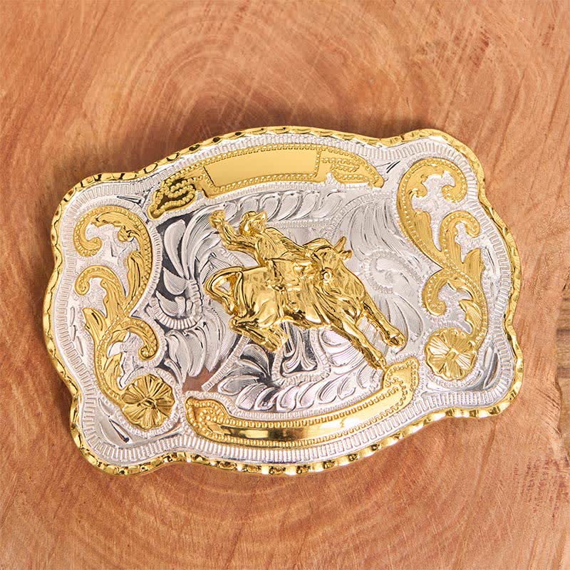 Gold Horseback Riding DIY Western Cowboy Buckle Leather Belt - Image 3