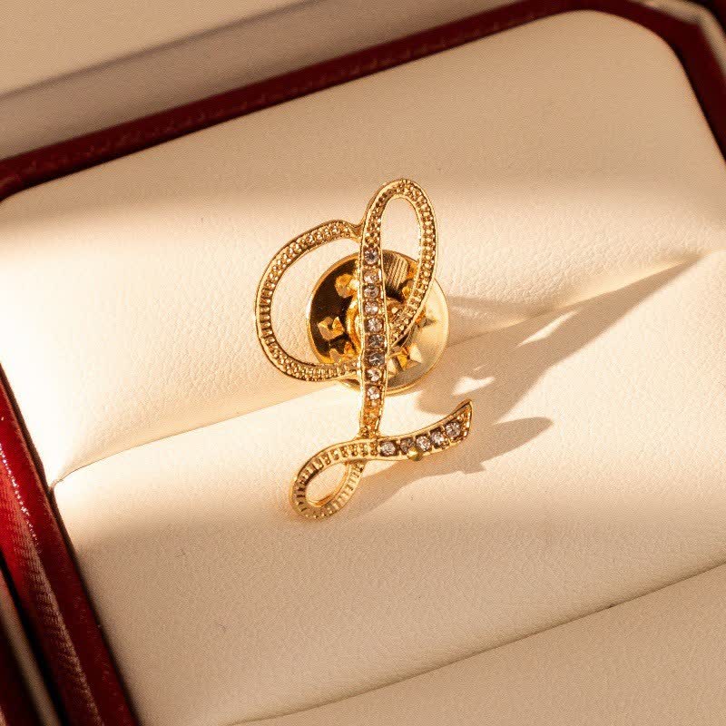 Gold Initial Letter 26 Alphabet Rhinestone Brooch - Image 13