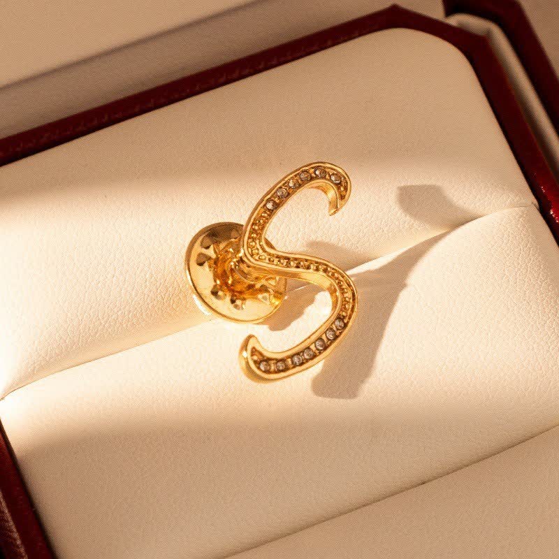 Gold Initial Letter 26 Alphabet Rhinestone Brooch - Image 20