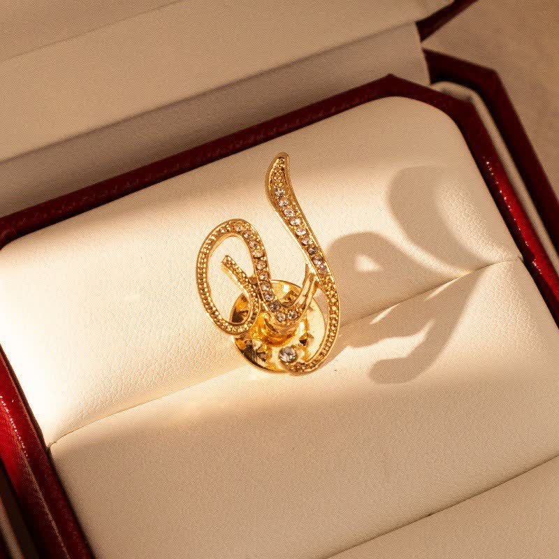 Gold Initial Letter 26 Alphabet Rhinestone Brooch - Image 26
