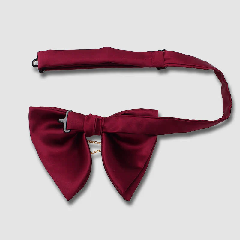 Gold Leaf Decor Oversized Pointed Bow Tie With Chain - Image 4