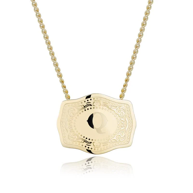 Gold Mini Embossed Initial Letter Necklace - Image 19