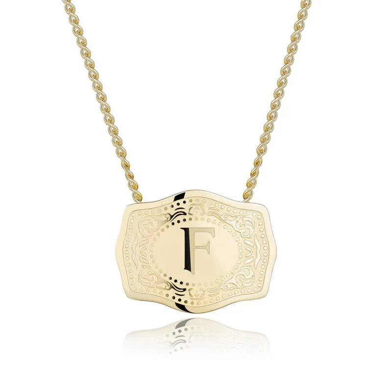 Gold Mini Embossed Initial Letter Necklace - Image 8