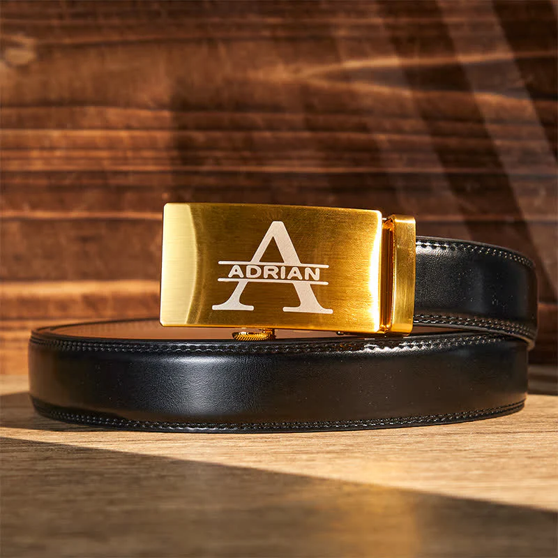 Gold Personalized Gift Idea Custom DIY Automatic Buckle Leather Belt