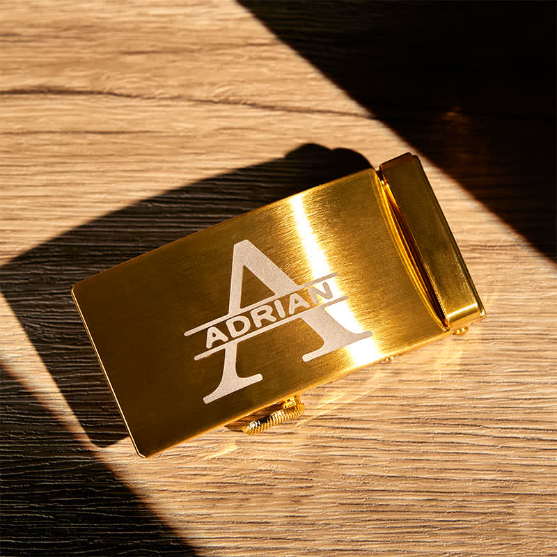 Gold Personalized Gift Idea Custom DIY Automatic Buckle Leather Belt - Image 6