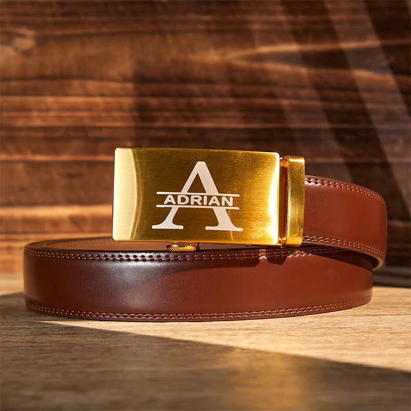 Gold Personalized Gift Idea Custom DIY Automatic Buckle Leather Belt - Image 7