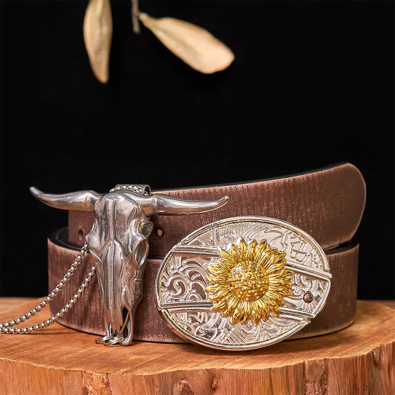 Gold & Silver DIY Hidden Knife Belt Buckle Longhorn Bull Pendant Bundle Set - Image 15