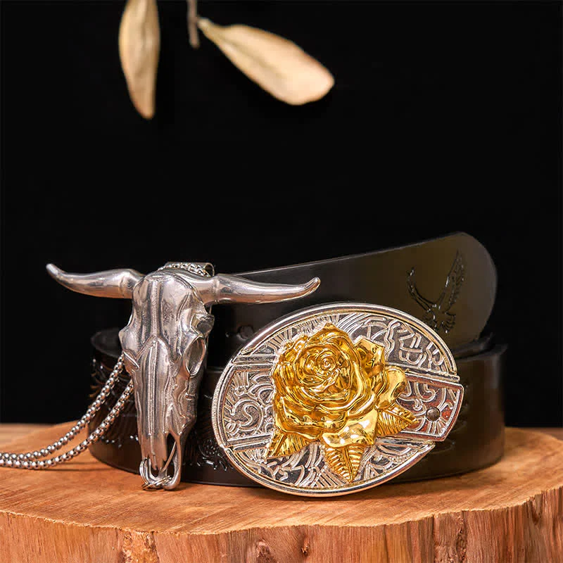 Gold & Silver DIY Hidden Knife Belt Buckle Longhorn Bull Pendant Bundle Set - Image 21