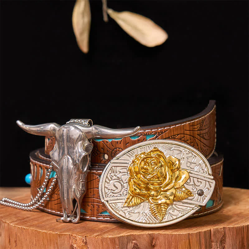 Gold & Silver DIY Hidden Knife Belt Buckle Longhorn Bull Pendant Bundle Set - Image 22