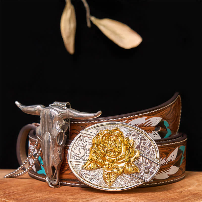 Gold & Silver DIY Hidden Knife Belt Buckle Longhorn Bull Pendant Bundle Set - Image 26