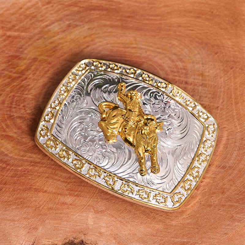Gold & Silver Horseback Riding DIY Large Buckle Leather Belt - Image 2