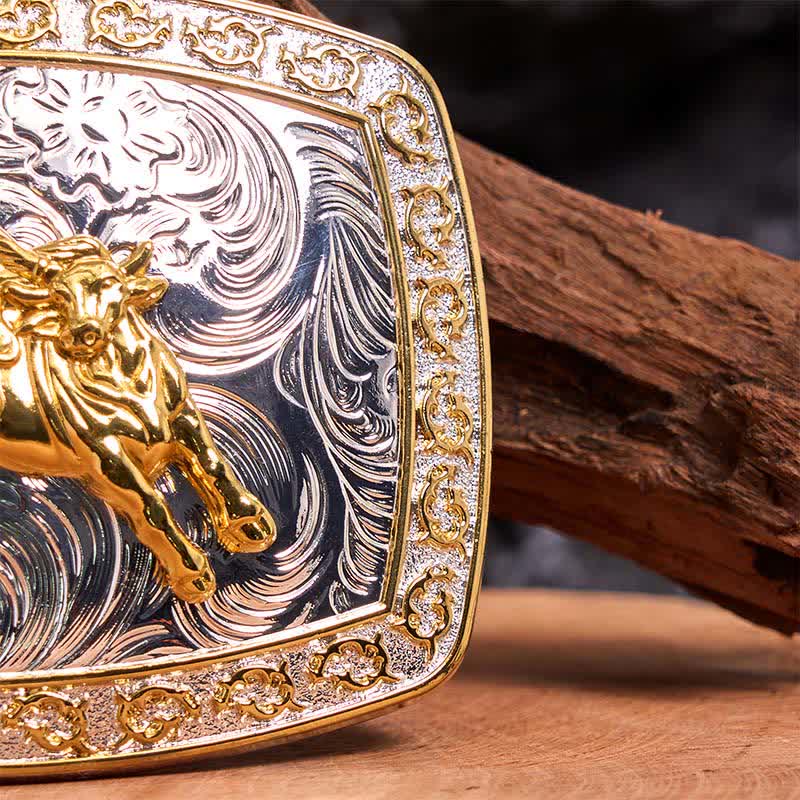 Gold & Silver Horseback Riding DIY Large Buckle Leather Belt - Image 5