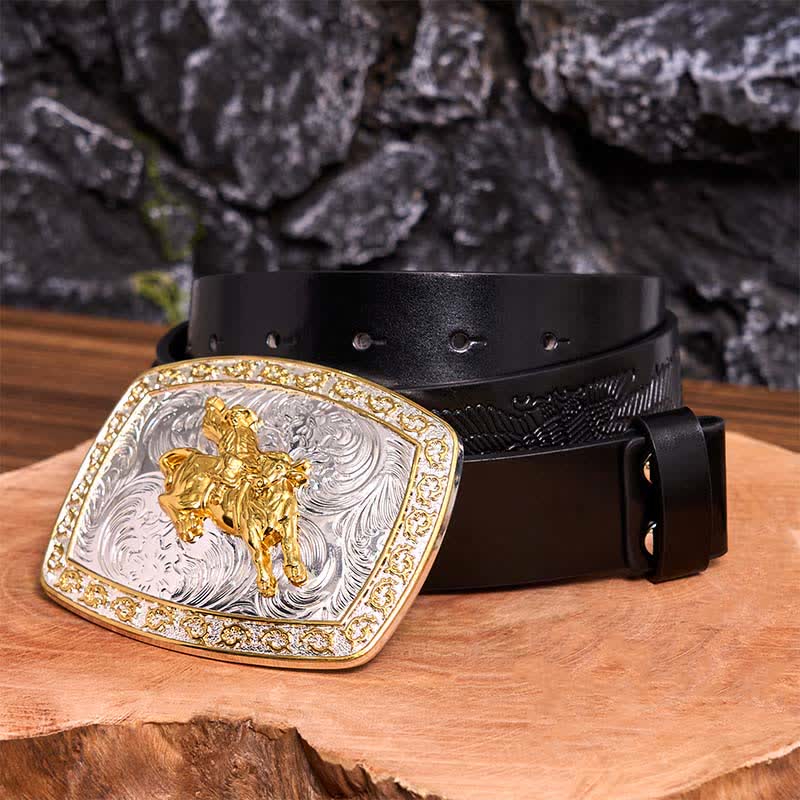 Gold & Silver Horseback Riding DIY Large Buckle Leather Belt - Image 6