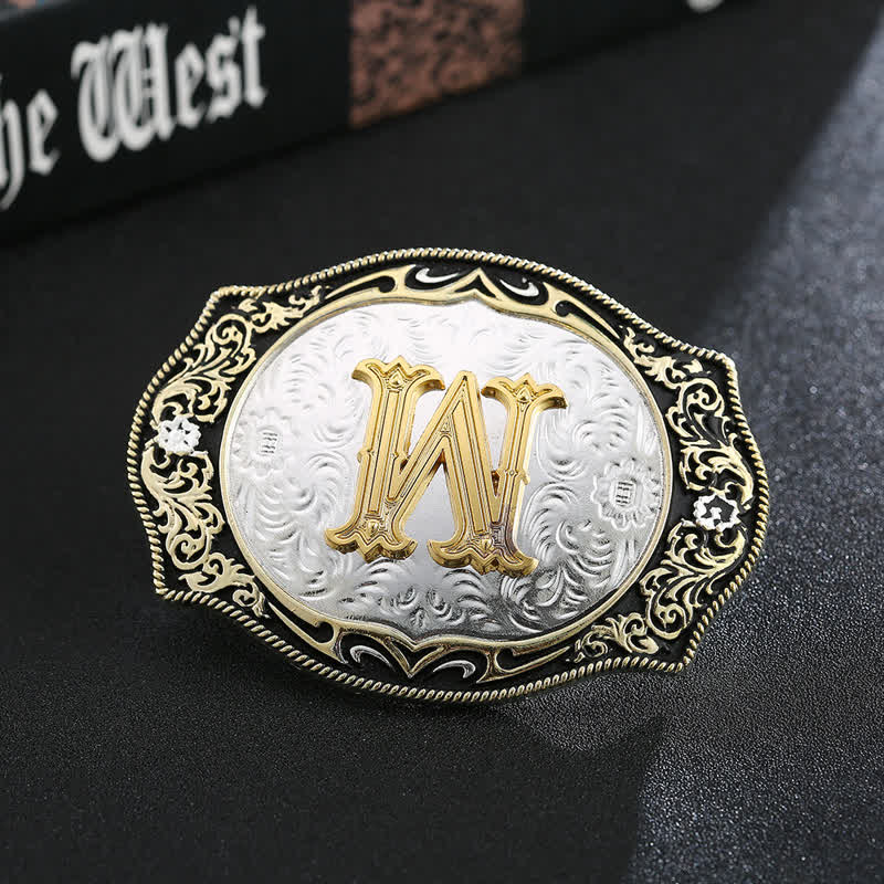 Golden Black DIY Retro Initial Letter Buckle Leather Belt - Image 15