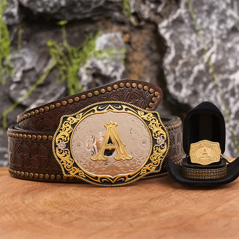 Golden Black Initial Letter DIY Belt Buckle Gold Necklace Bundle Set - Image 5