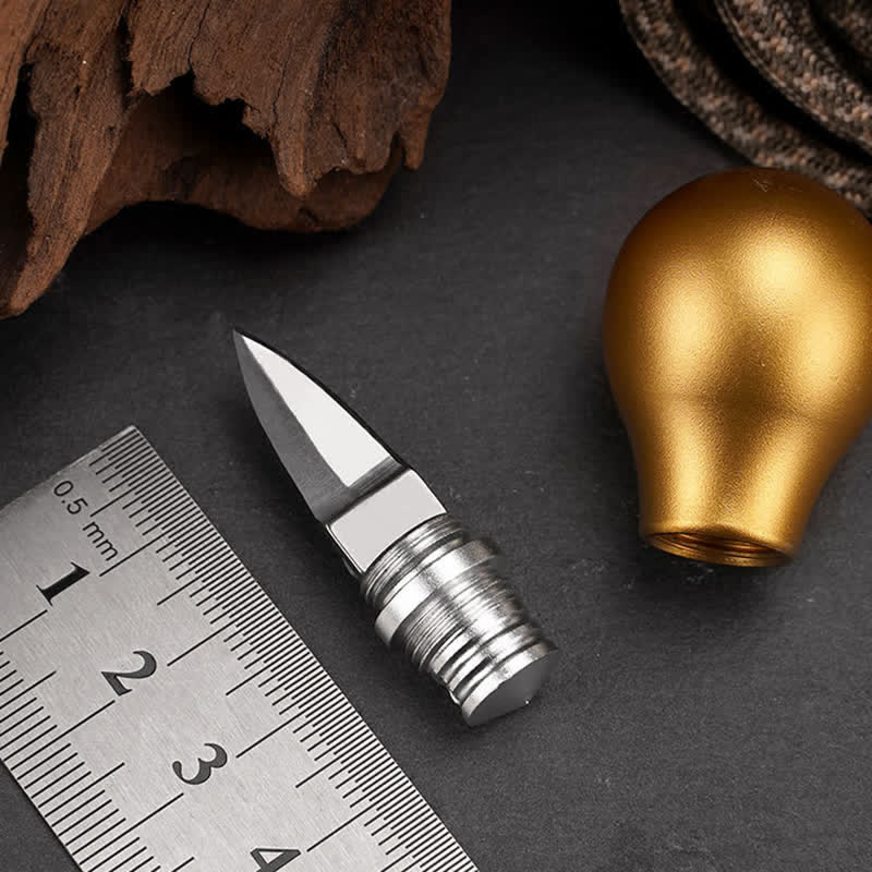 Golden Color Lamp Bulb Shape Hidden Knife Keychain - Image 7