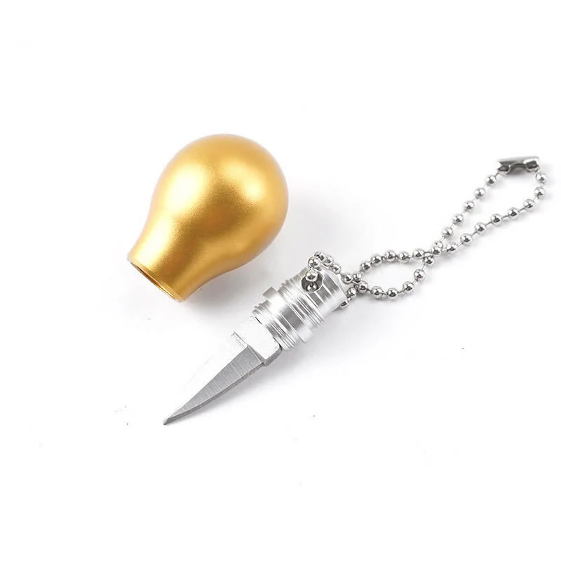Golden Color Lamp Bulb Shape Hidden Knife Keychain - Image 9