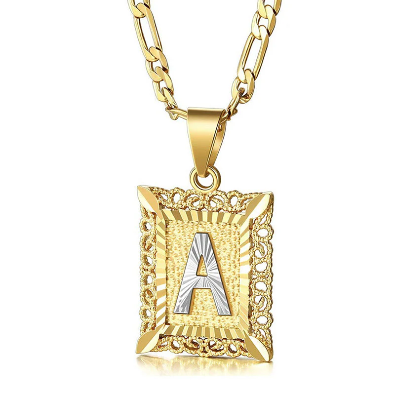 Golden Exquisite Square Hollow Letter Necklace