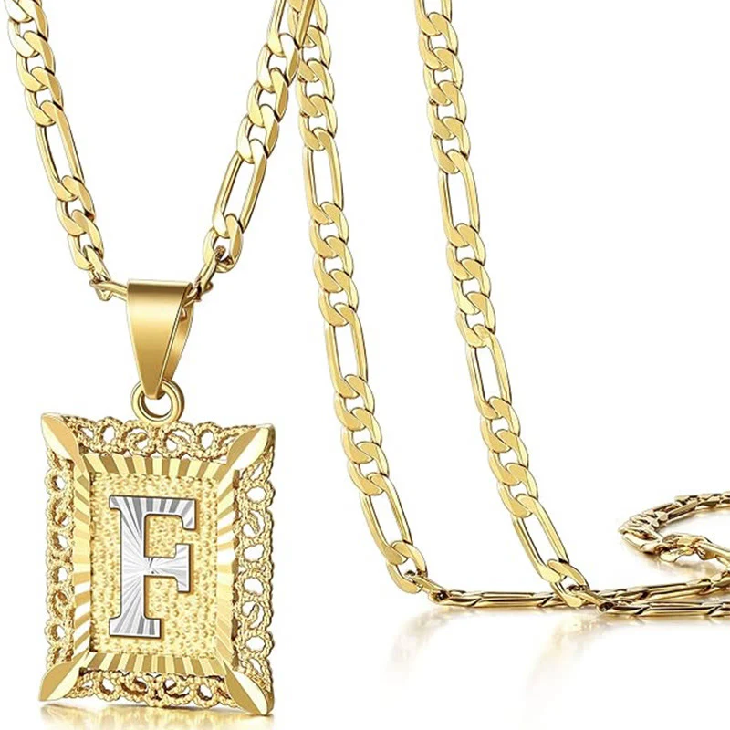 Golden Exquisite Square Hollow Letter Necklace - Image 10