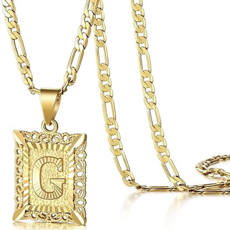 Golden Exquisite Square Hollow Letter Necklace - Image 11