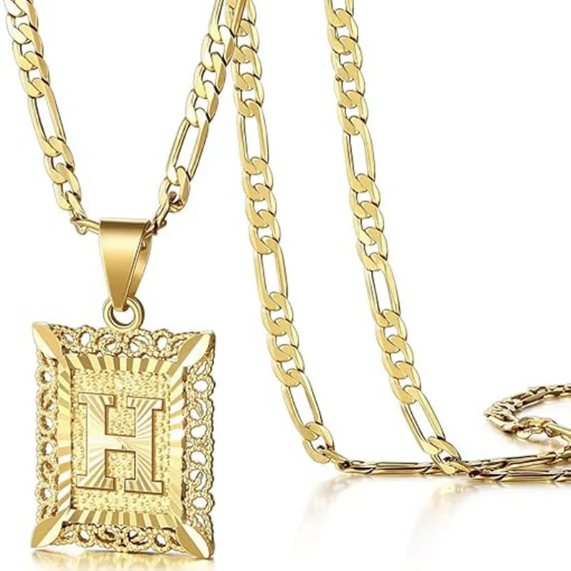 Golden Exquisite Square Hollow Letter Necklace - Image 12