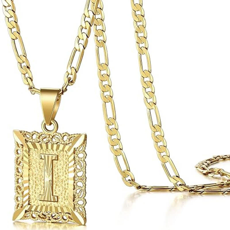 Golden Exquisite Square Hollow Letter Necklace - Image 13