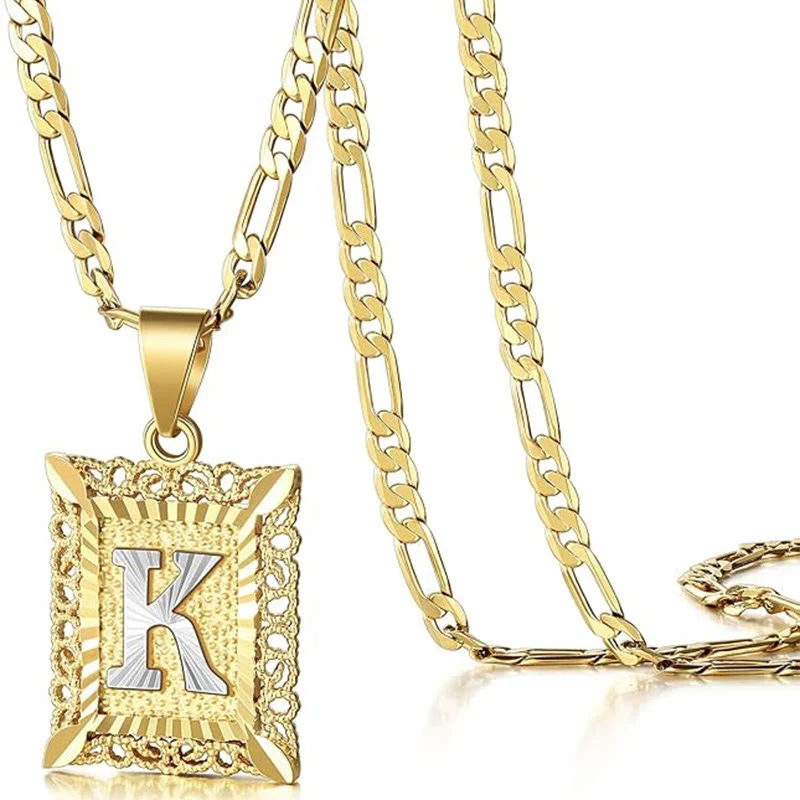 Golden Exquisite Square Hollow Letter Necklace - Image 15