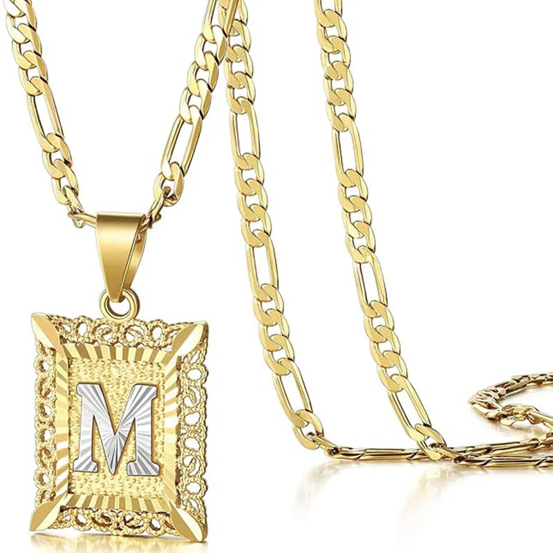 Golden Exquisite Square Hollow Letter Necklace - Image 17