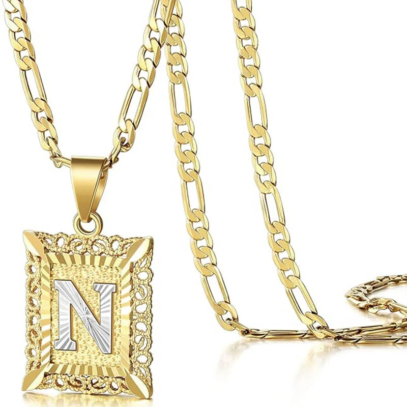 Golden Exquisite Square Hollow Letter Necklace - Image 18