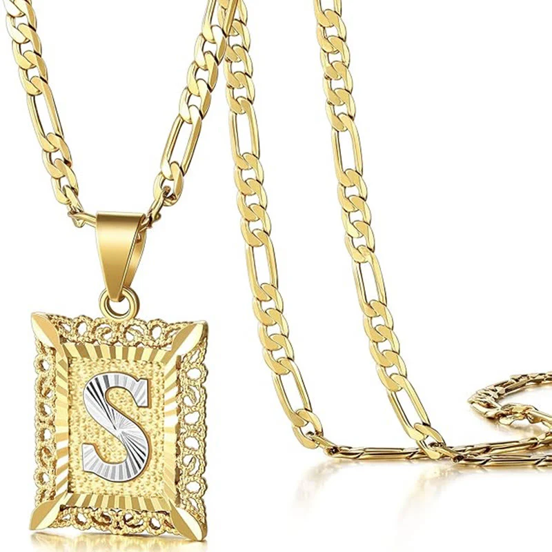 Golden Exquisite Square Hollow Letter Necklace - Image 23