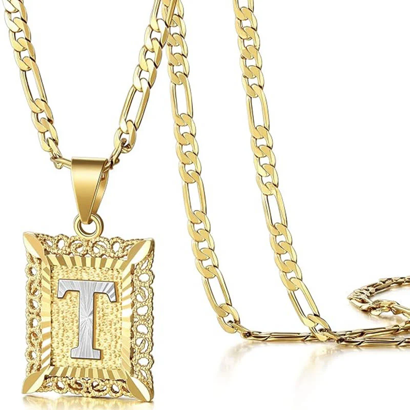 Golden Exquisite Square Hollow Letter Necklace - Image 24
