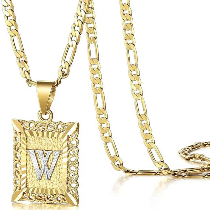 Golden Exquisite Square Hollow Letter Necklace - Image 27